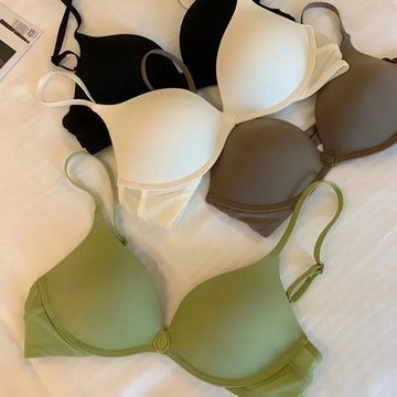 Front Button Underwear Women's Small Chest Push-up Large Empty Cup Without Underwire Lightweight Breathable Seamless Naked Bra