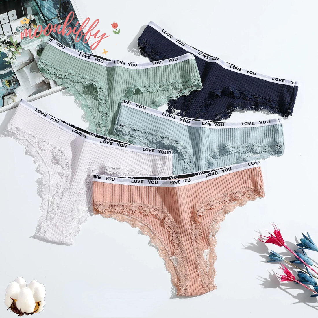 Thong Cotton Sexy Ladies Panties Women's Underwear Low Waist Solid Color Shorts Black Invisible  Lace T-st