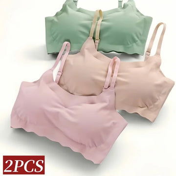 2Pcs/Set Seamless Push Up Bras for Women Fitness Tube Top Underwear No Steel Ring Soft Support Breathable Female Sexy Lingerie