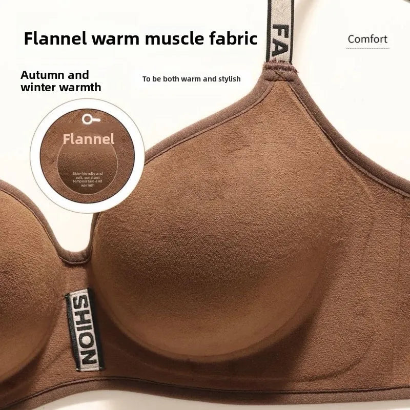 6CM Push Up Bra for Small Chest - Velvet Plunge Bra with Letter Straps, Comfortable Padded Underwear for Women