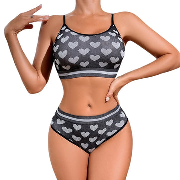 Women's Sports Bra Set Underwear Bra Korean Style Push Up No Steel Ring Bra Sexy Tube Top High Elastic Panty Set