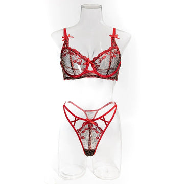 2-Piece Sexy Lingerie women's Leopard Print Mesh Embroidery Bra Set Women Underwear Summer Thin Push Up Bralette Lingerie Set