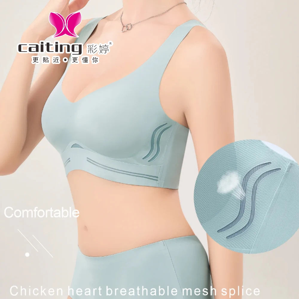 CAITING Seamless Bra Women Comfort Lingerie No trace Tops Sexy Wireless Women's Underwear Vest-style push-up bra