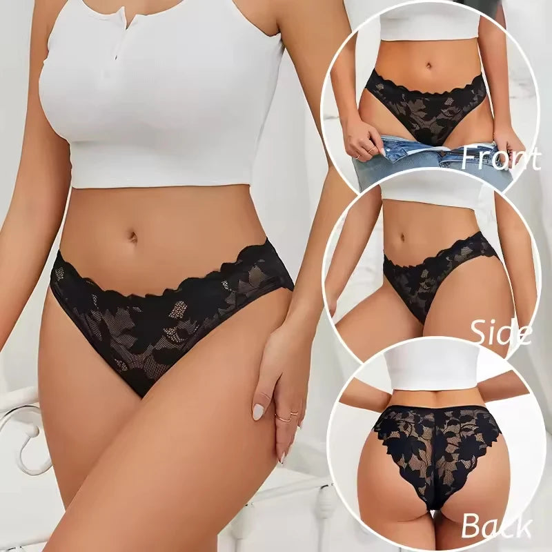 5Pcs/Set Summer Lace Breathable Underwear Women Solid Color High Quality S-XL Elastic Low Waist Panties Female Sexy Lingerie New