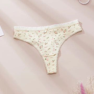 Cute Print Panties for Women Thongs Cotton Spring Summer Soft Lingeries Fashion Sexy Bow Women's Intimates Tangas Mujer