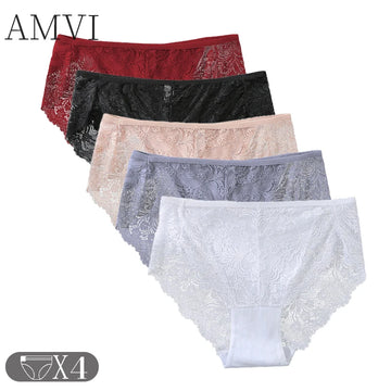 Plus Size Women's Underwear,High Waist Solid Color Women's Panties,Breathable Women's Underwear,Lace Sexy Women's Lingerie