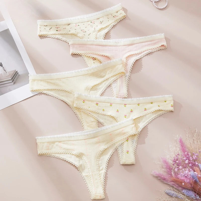 Cute Print Panties for Women Thongs Cotton Spring Summer Soft Lingeries Fashion Sexy Bow Women's Intimates Tangas Mujer