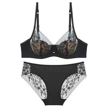 Luxury Women Lingerie Set Sexy Lace Embroidery Underwear French Thin Cup Push Up Bra Summer Mesh Breathable Intimates Bra Sets
