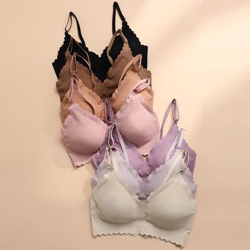 Hot Sale Comfy Bra WireFree Padded Wavy Edge Laser Cutting Invisible Yoga Wear Ladies Bra Seamless Women Bra