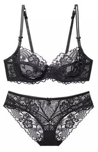 Women's Lace Bra Set Sexy Summer Lingerie French Style Seamless Bralette Oversized Petite Pure White Underwear Set S-XL YUQI