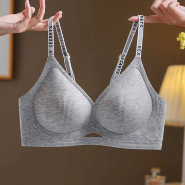 Women's Stainless Steel Bra Small Breasts Gathered Top Support Comfortable Thin Underwear No Steel Rings