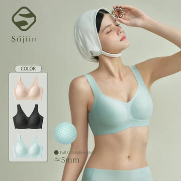 SUJIIN Women's Sleeping Everyday Smooth Bra Seamless Wireless Padded Push Up Bras Invisible Bralette for Women Tank Tops MX320