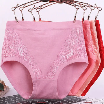 Trendy Middle-aged Women's Panties High Waist Fat Cotton Briefs Middle Aged and Elderly Women's Underwear Made of Cotton
