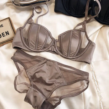 2 Pieces Summer Thin Cup Women Underwear Sexy Front Buckle Push Up Bra Set Adjustable Strap Brassiere Beautiful Back Lingerie