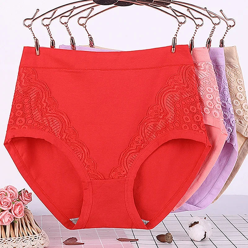 Trendy Middle-aged Women's Panties High Waist Fat Cotton Briefs Middle Aged and Elderly Women's Underwear Made of Cotton