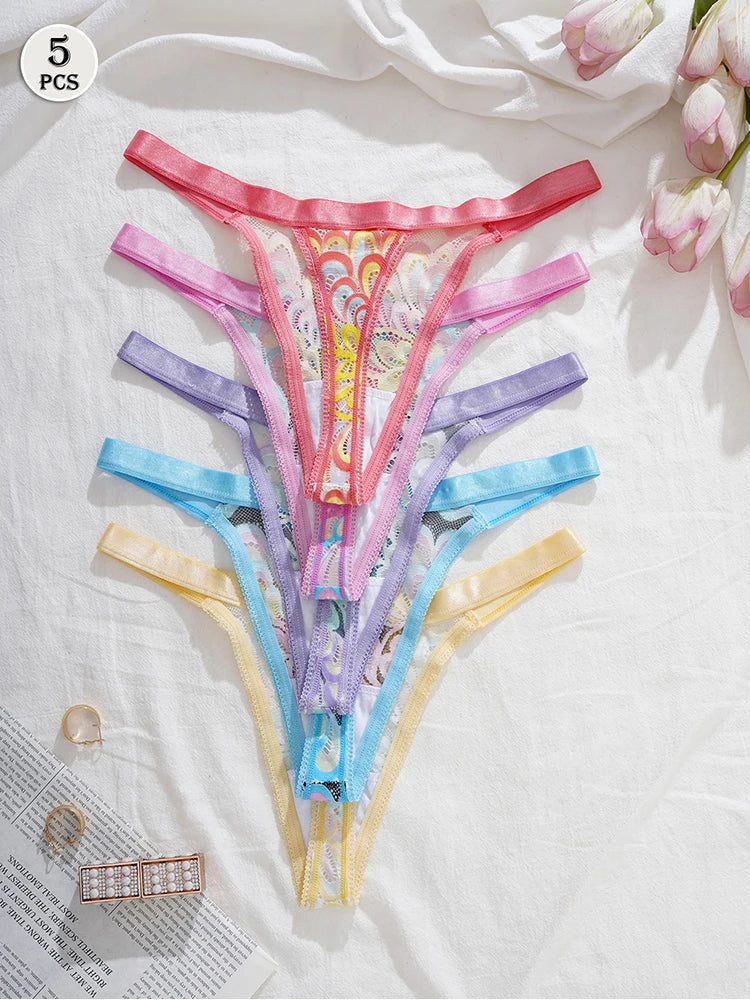 Low Rise Mixed Color Sexy Women G-string Fashion Style Elegant Sexy Lingerie Breathable Soft Lady Thongs Underwear