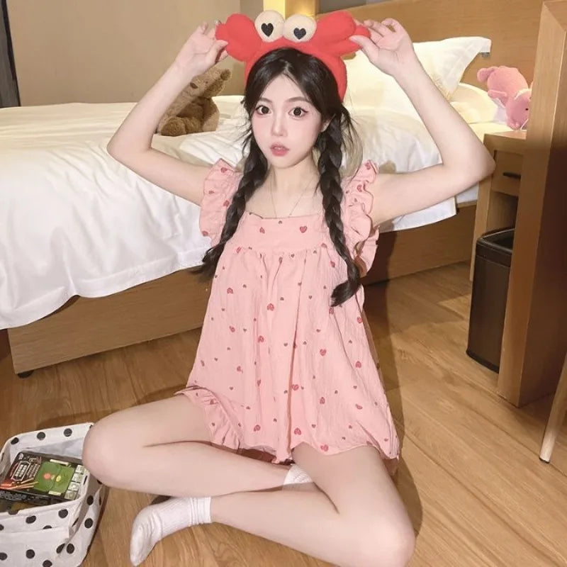 Summer Pajamas for Women Pajama Sets Set Sexy Women Sleepwear for Sleeping Short Sleeve Sleepwear Women's Trousers Sleeveless