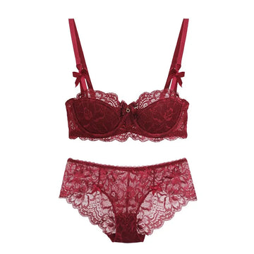 European French Pure Desire Bralette AB Cup Lace Bra Set Small Bust Push Up Wireless Comfort Or Chubby Girl Bow Design Plus Size