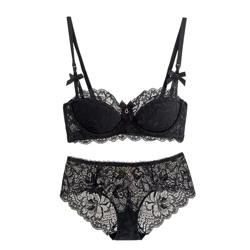 French Pure Desire Bralette Small Bust AB Cup Push Up Wireless Lace Bra for Chubby Girl Bow Design Thin Fold Comfort Plus Size