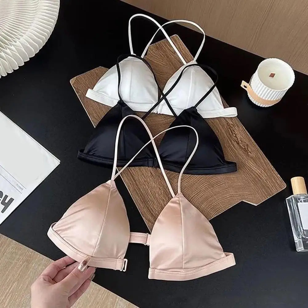 Women Sexy Bra Beauty Triangle Cup Strap Chest Cover Women Underwear Front Buckle Small Flat Women's Bra Summer Thin Bras