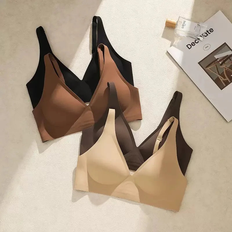 Beautiful Back Invisible Seamless Underwear Women's Large Breast Revealing Small Breast Gathering Side Breast Sexy Wireless Bra