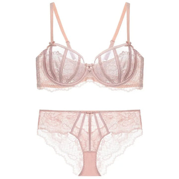 Summer Sexy Lace Bra Set Women's French Bunny Ears Push Up Lingerie Half Cup Demi Bra Lightweight Breathable Underwear 32-38 Set