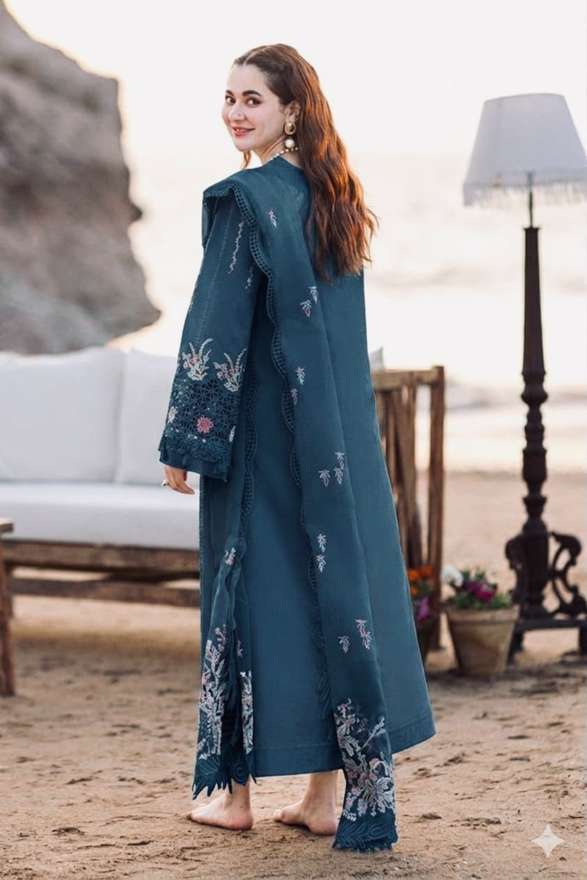 QALAMKAR Luxury Lawn Chicken Kari Collection | Embroidered 3-Piece Suit