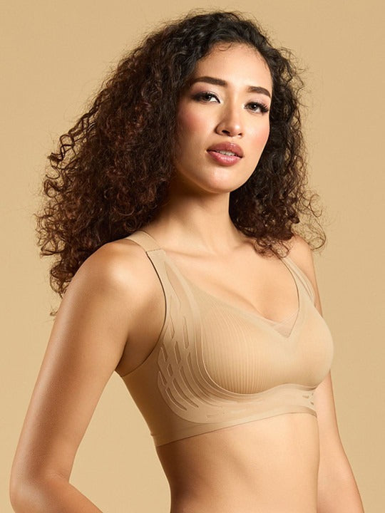 Padded Non wired Full Coverage Seamless T-Shirt Bra with Mesh Detailing